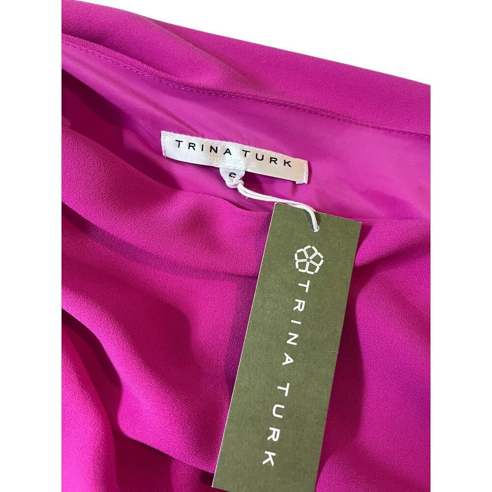 Trina Turk NIAN One Shoulder Cocktail Shift Dress | Sz 2, Phlox Pink *Flaw* - Picture 4 of 9